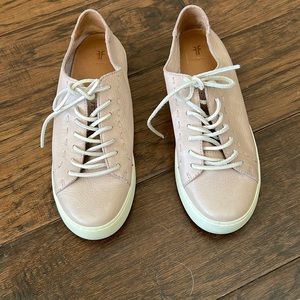 FRYE LEATHER lace up shoes slip on lilac pink lavender size 9 sneakers LENA